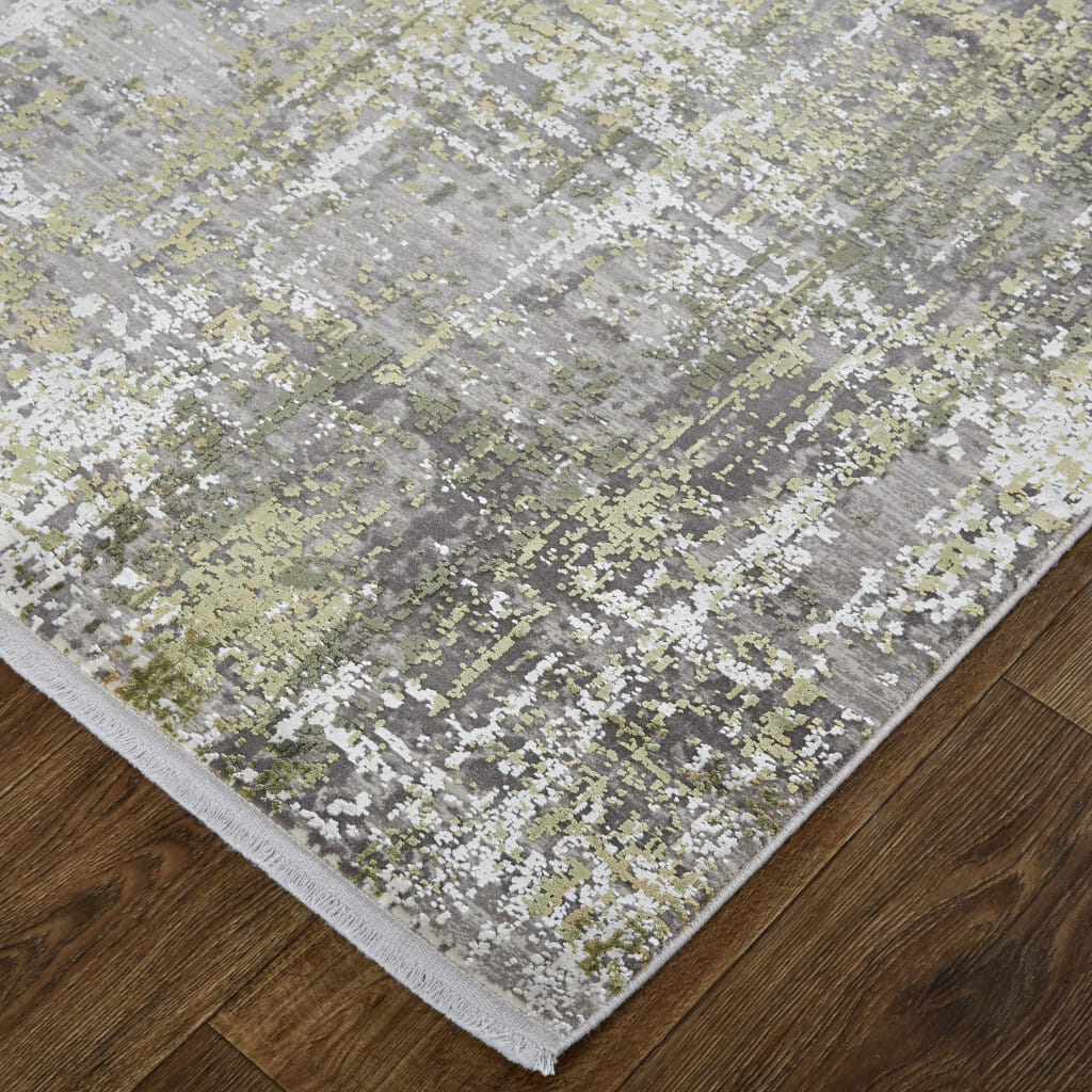 2' X 3' Gray and Ivory Abstract Non Skid Area Rug With Fringe