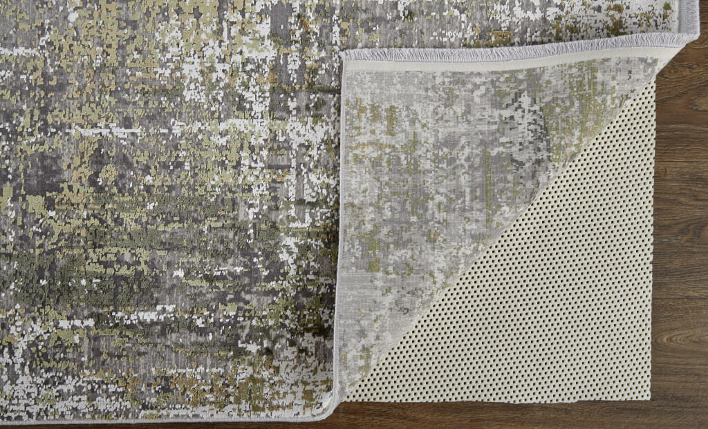 2' X 3' Gray and Ivory Abstract Non Skid Area Rug With Fringe