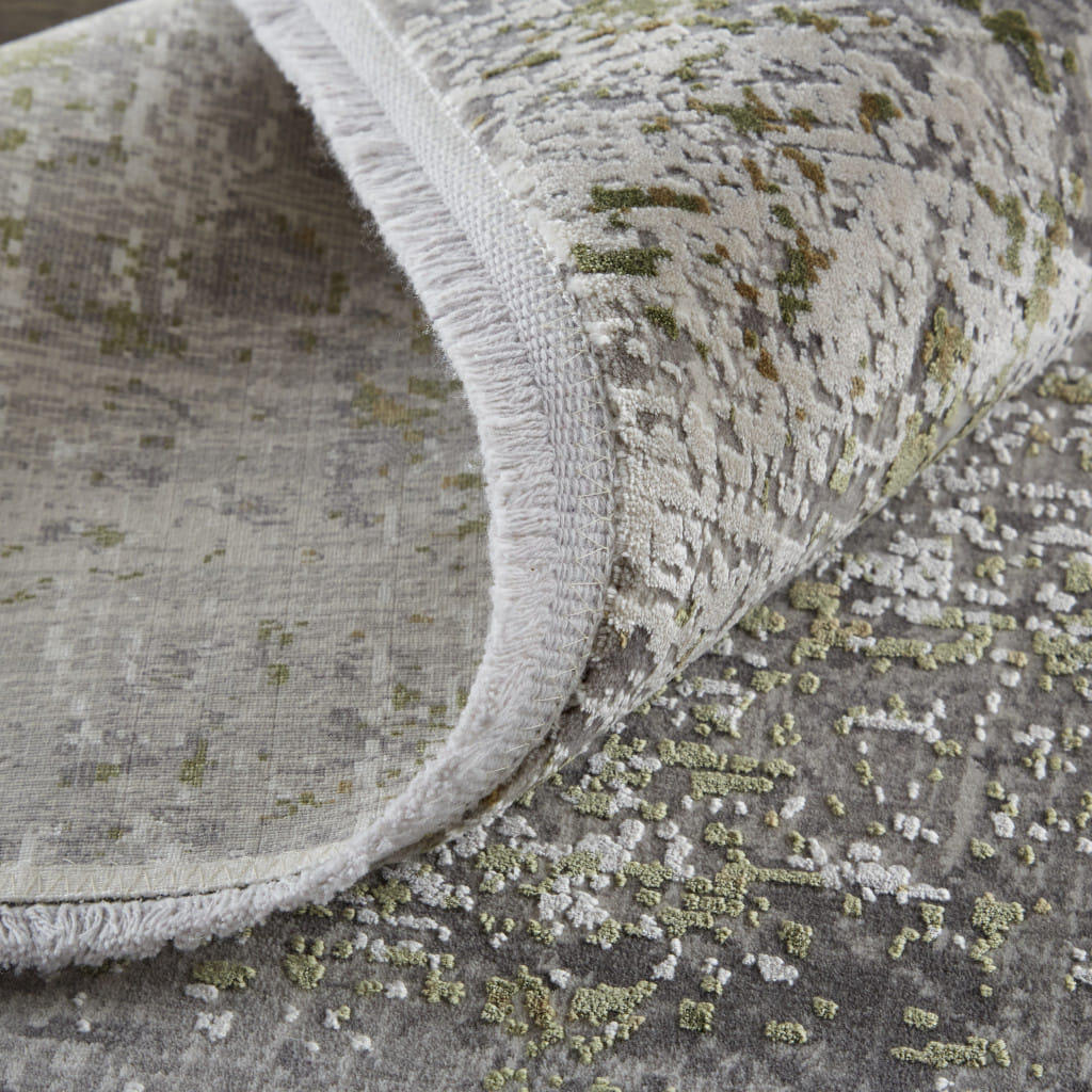 2' X 3' Gray and Ivory Abstract Non Skid Area Rug With Fringe