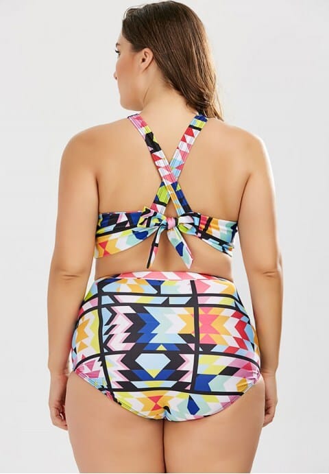 Plus Size Keyhole High Waisted Two Piece Swinsuit