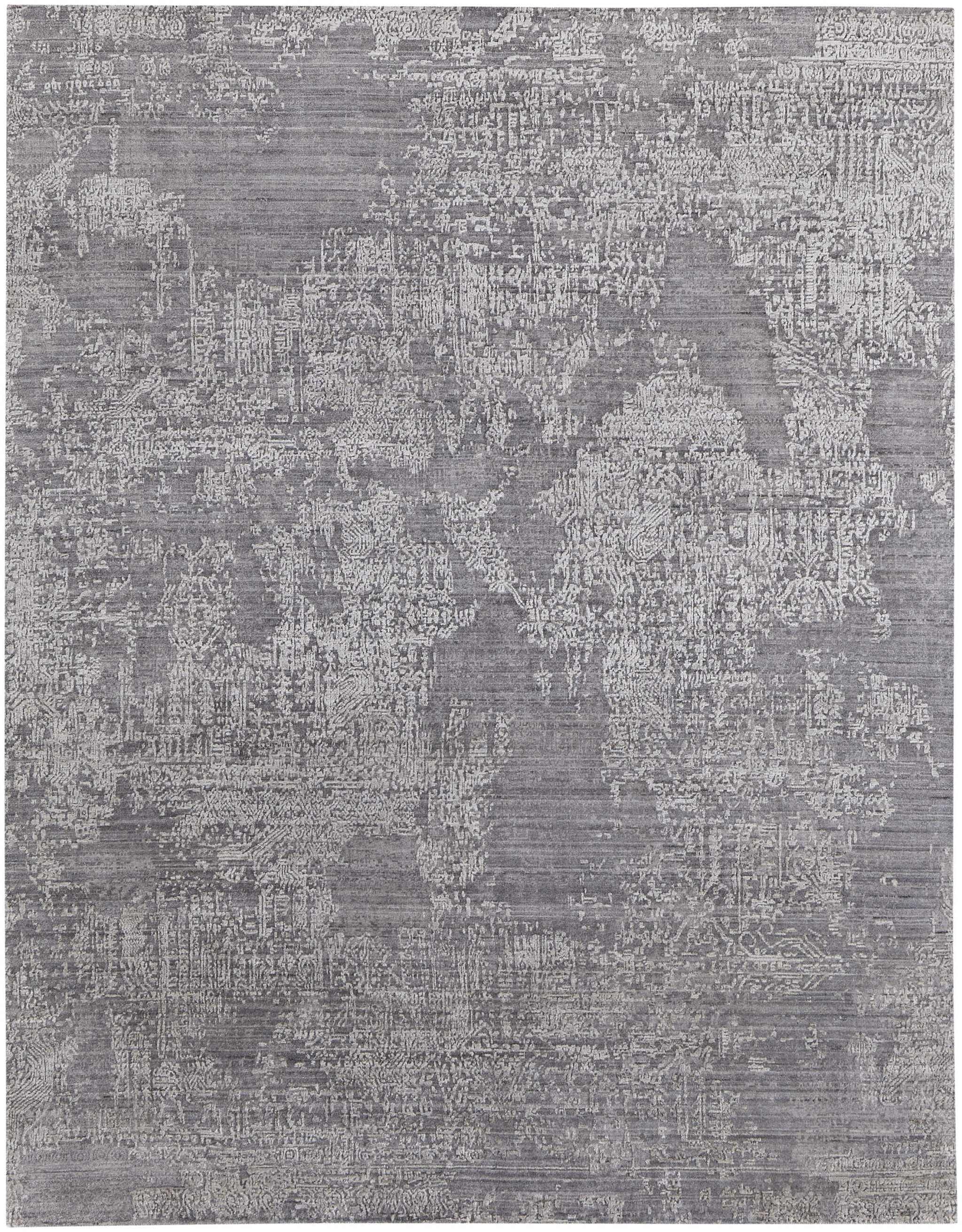 10' X 14' Gray Abstract Hand Woven Worn Faded Area Rug