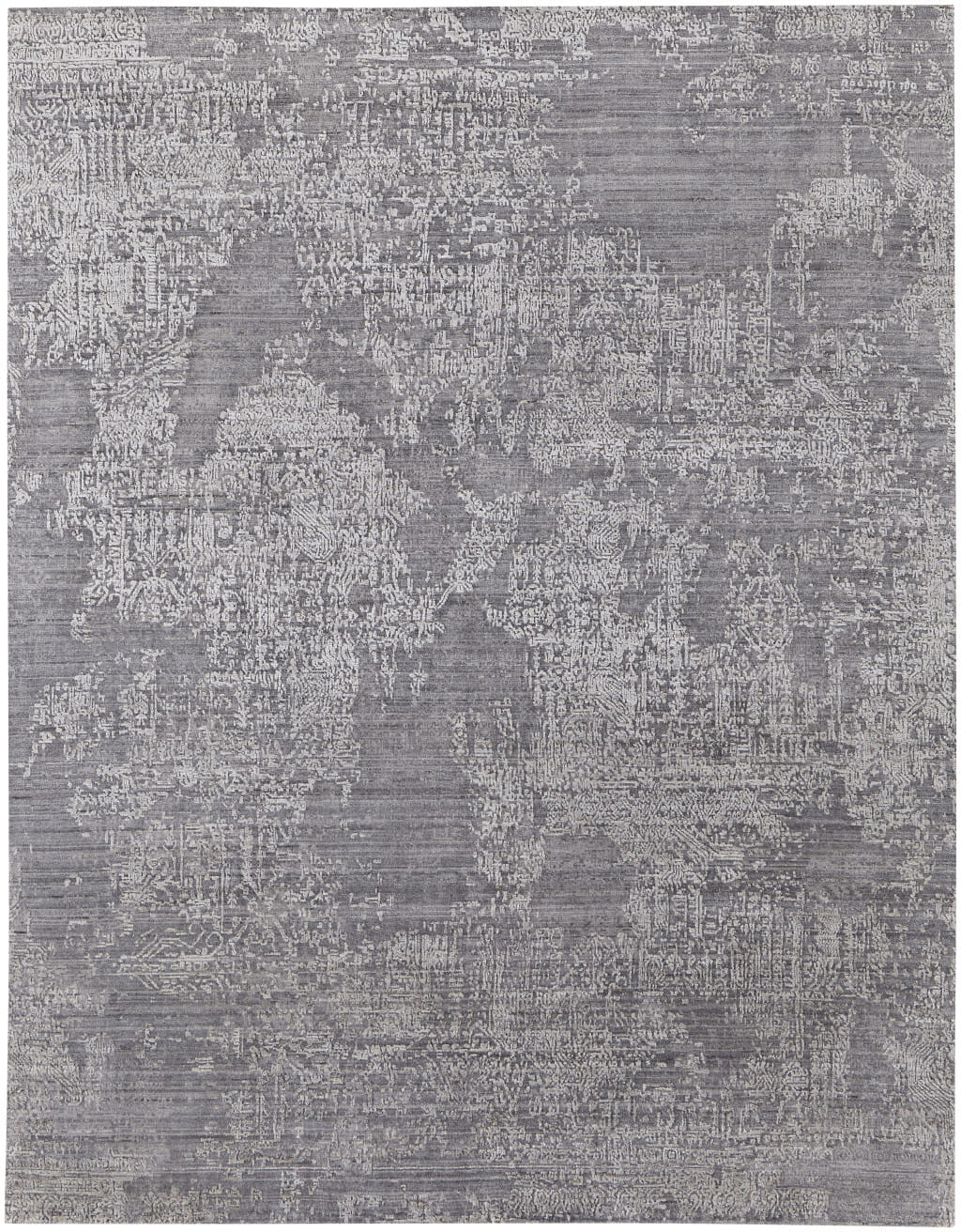 10' X 14' Gray Abstract Hand Woven Worn Faded Area Rug