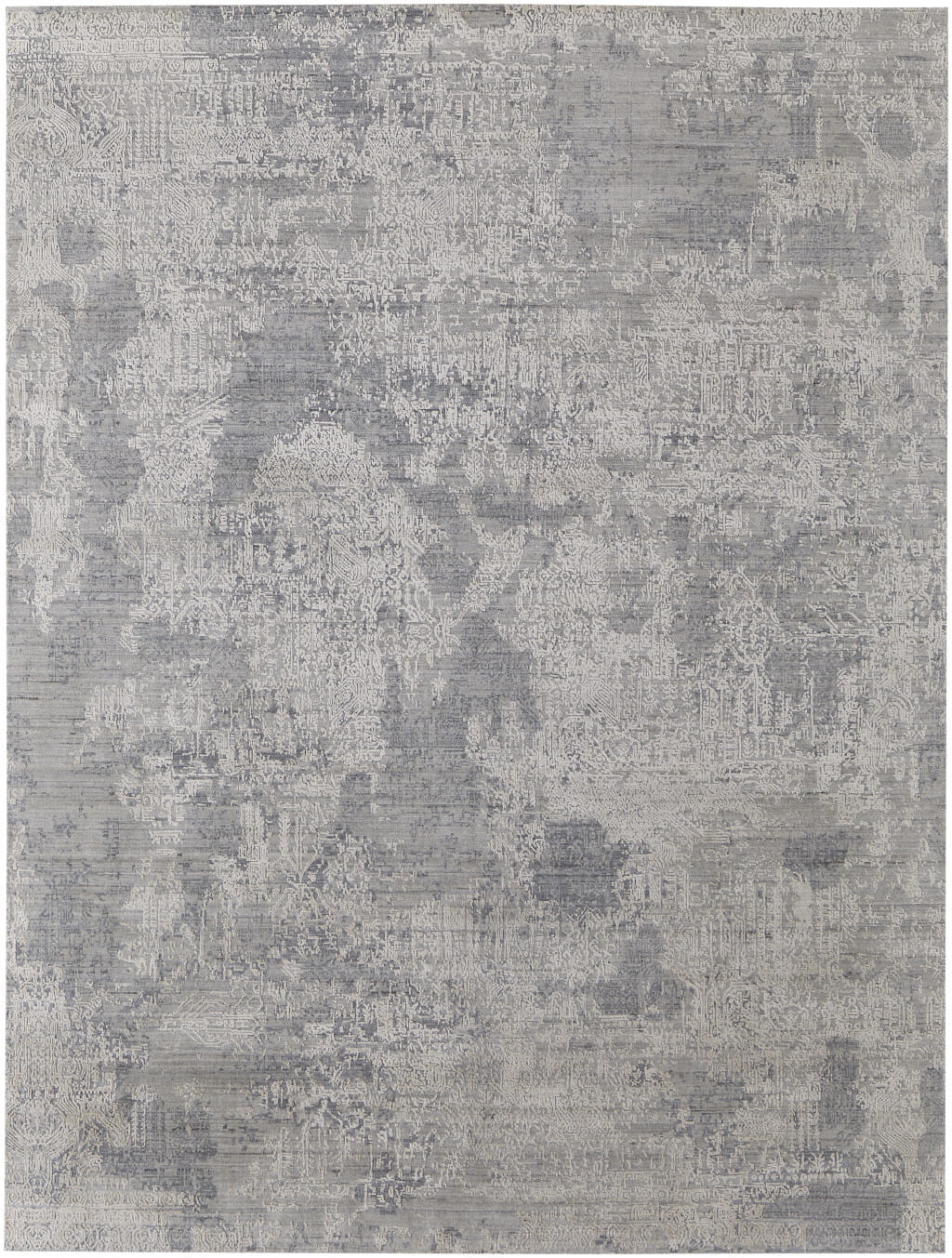 10' X 14' Gray Abstract Hand Woven Worn Faded Area Rug