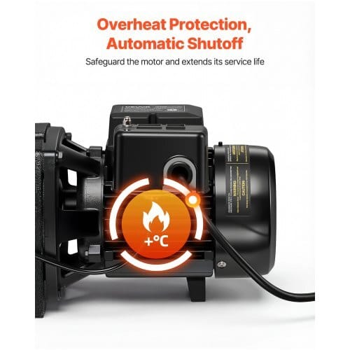 1 HP Shallow Well Jet Pump, AC 115/230 Volt, 1400 GPH Dual Voltage Cast Iron Well Jet Pump, with 164 ft Max Head Lift, Automatic Pressure Switch, for Garden Irrigation Lawn Sprinkler System