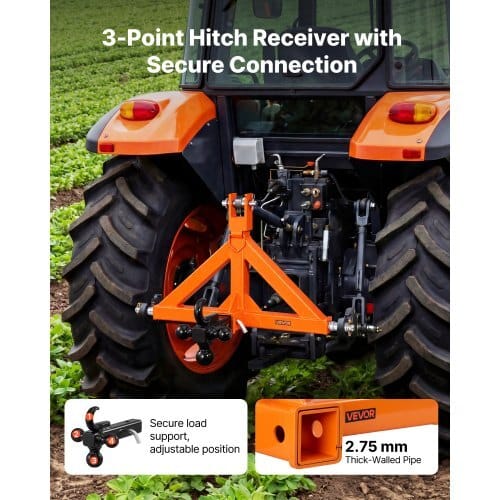 3 Point Trailer Hitch with 2" Receiver, 3 Pt Quick Hitch Attachment with 3 Trailer Balls, Tractor Tow Drawbar Adapter for Category 1, Kubota, Mahindra, Ford, Yanmar, John Deere, Massey Ferguson