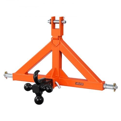 3 Point Trailer Hitch with 2" Receiver, 3 Pt Quick Hitch Attachment with 3 Trailer Balls, Tractor Tow Drawbar Adapter for Category 1, Kubota, Mahindra, Ford, Yanmar, John Deere, Massey Ferguson