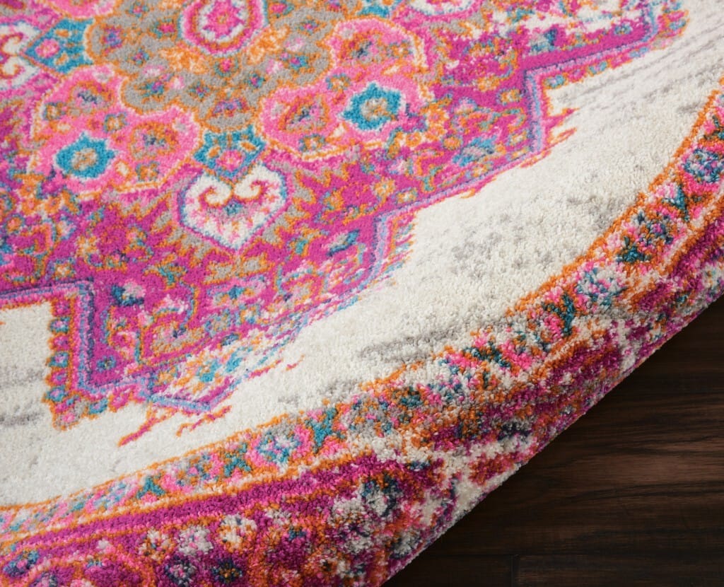 5' Fuchsia Round Power Loom Area Rug
