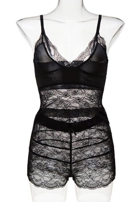 Women Lace Lingerie Sexy Tops + Shorts Nightwear Sleepwear Pajamas Set