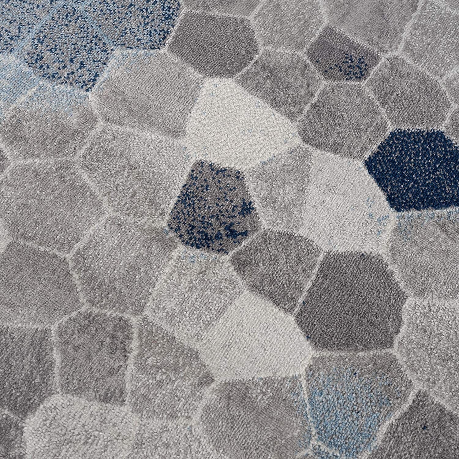 2' X 3' Navy Blue Cobblestone Pattern Scatter Rug