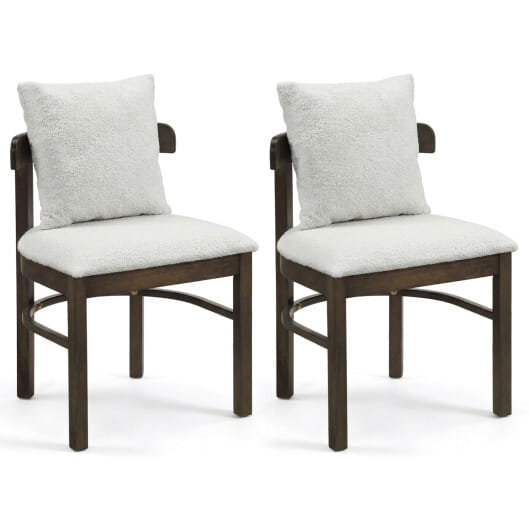 Fabric Upholstered Wood Dining Chairs Set of 2 with Removable Pillow-Gray - Color: Gray