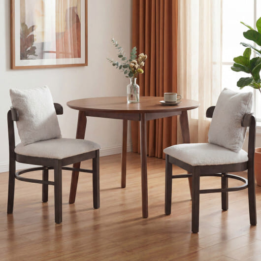 Fabric Upholstered Wood Dining Chairs Set of 2 with Removable Pillow-Gray - Color: Gray