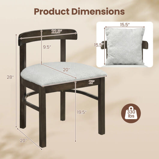 Fabric Upholstered Wood Dining Chairs Set of 2 with Removable Pillow-Gray - Color: Gray