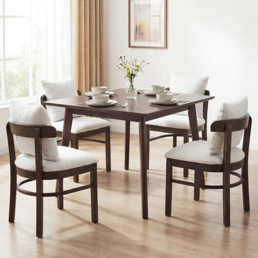 Fabric Upholstered Wood Dining Chairs Set of 2 with Removable Pillow-Gray - Color: Gray