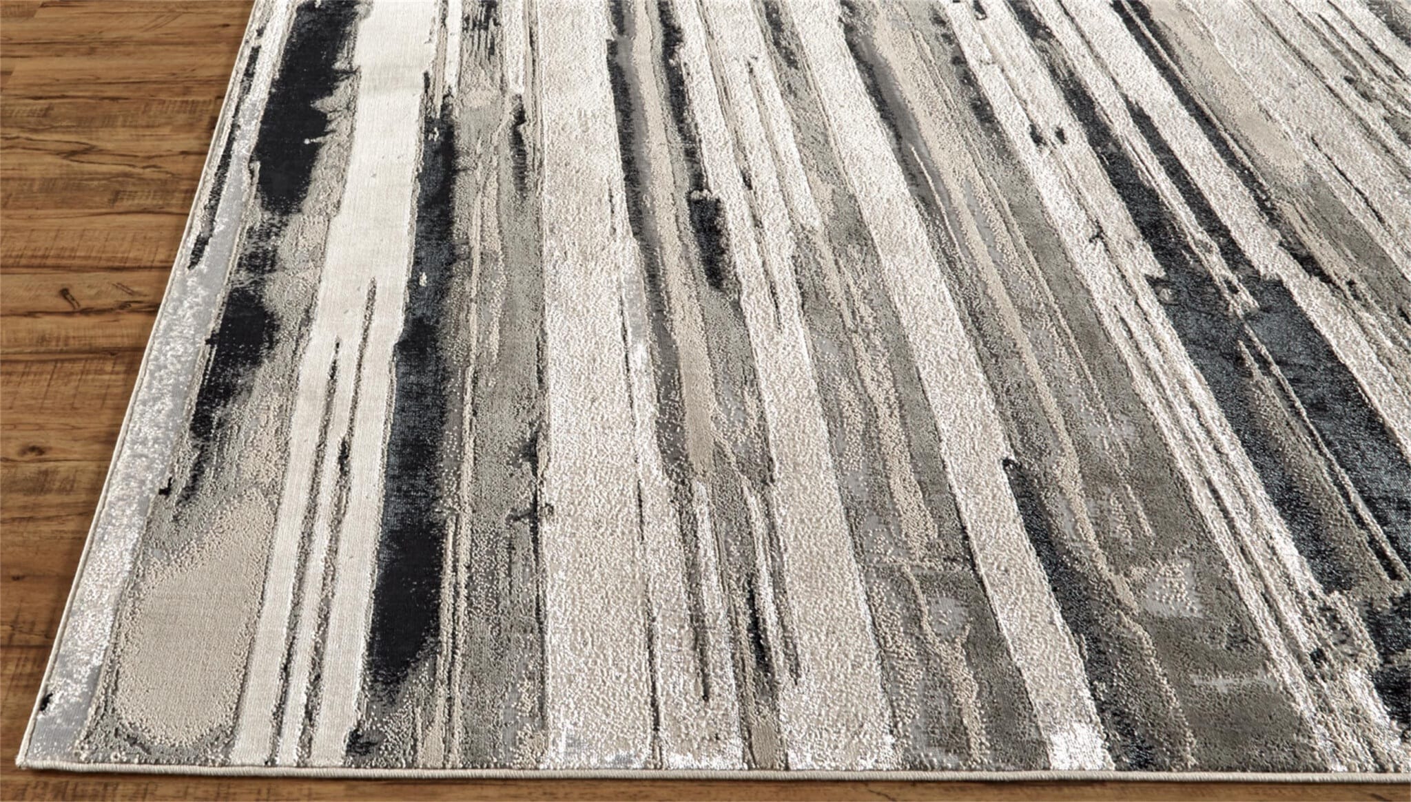 12' X 18' Silver Gray And Black Abstract Area Rug