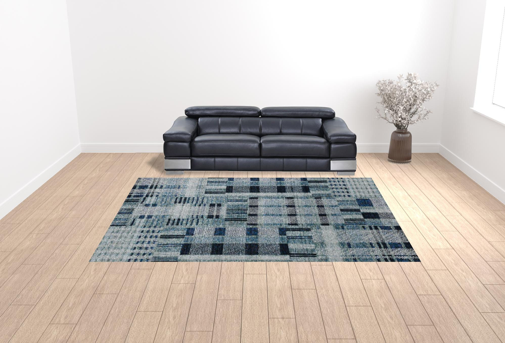 10' X 13' Blue Geometric Power Loom Area Rug
