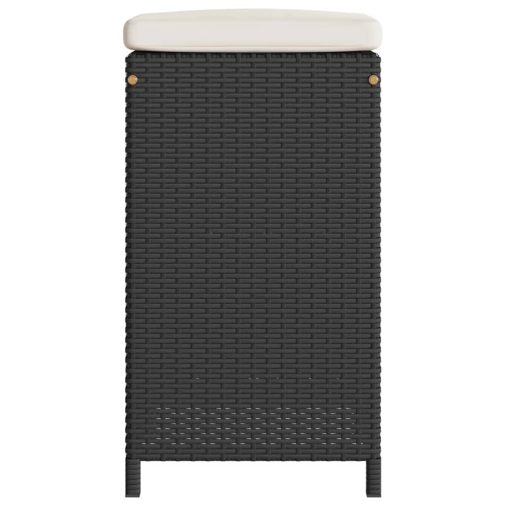 Patio Bar Stools with Cushions 4 pcs Black Poly Rattan