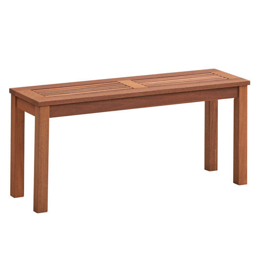 2-Seater Patio Backless Dining Bench with Breathable Slatted Seat - Color: Natural