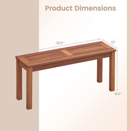 2-Seater Patio Backless Dining Bench with Breathable Slatted Seat - Color: Natural