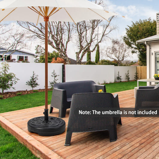 22 Inch Fillable Heavy-Duty Round Patio Umbrella Base Stand - Color: Black