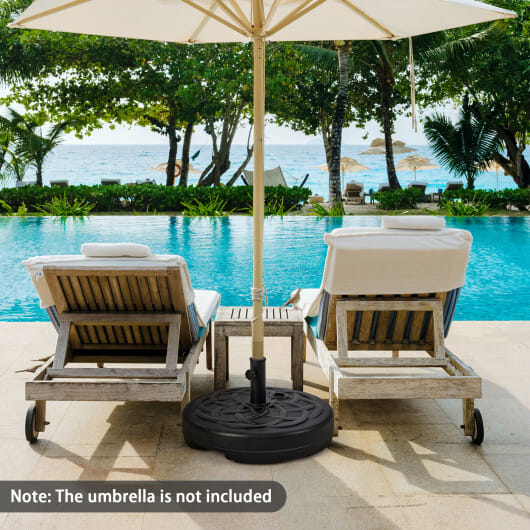 22 Inch Fillable Heavy-Duty Round Patio Umbrella Base Stand - Color: Black