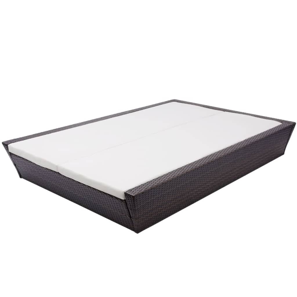 Patio Lounge Bed with Cushion Poly Rattan Brown