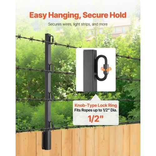 Fence Post Extender, 8 Packs 23.8 in Barbed Wire Arm, Sturdy Steel Fence Height Extender, Flat or Surface Mounted Barbed Wire Extension Arms, Protect Privacy and Prevent Pets Jumping Off