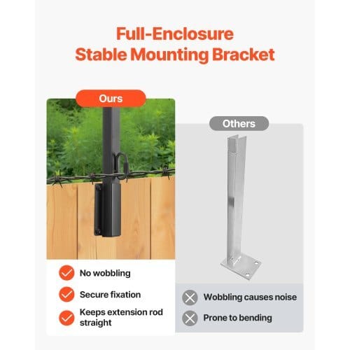 Fence Post Extender, 8 Packs 23.8 in Barbed Wire Arm, Sturdy Steel Fence Height Extender, Flat or Surface Mounted Barbed Wire Extension Arms, Protect Privacy and Prevent Pets Jumping Off