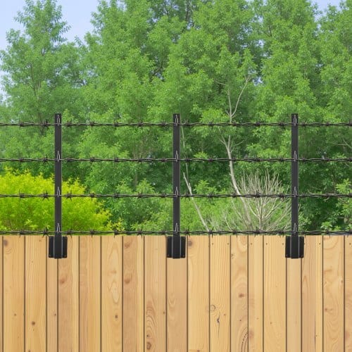 Fence Post Extender, 8 Packs 23.8 in Barbed Wire Arm, Sturdy Steel Fence Height Extender, Flat or Surface Mounted Barbed Wire Extension Arms, Protect Privacy and Prevent Pets Jumping Off