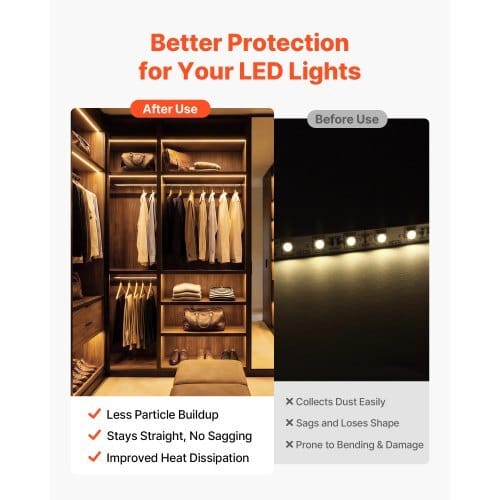 6-Pack 3.3 ft/1M U Shape LED Aluminum Channel, with Milky Cover, End Caps and Mounting Clips, Aluminum Profile for LED Strip Light Installations, Easy Installation, for Under Cabinet Counter