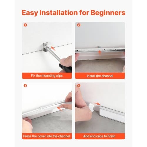 6-Pack 3.3 ft/1M U Shape LED Aluminum Channel, with Milky Cover, End Caps and Mounting Clips, Aluminum Profile for LED Strip Light Installations, Easy Installation, for Under Cabinet Counter
