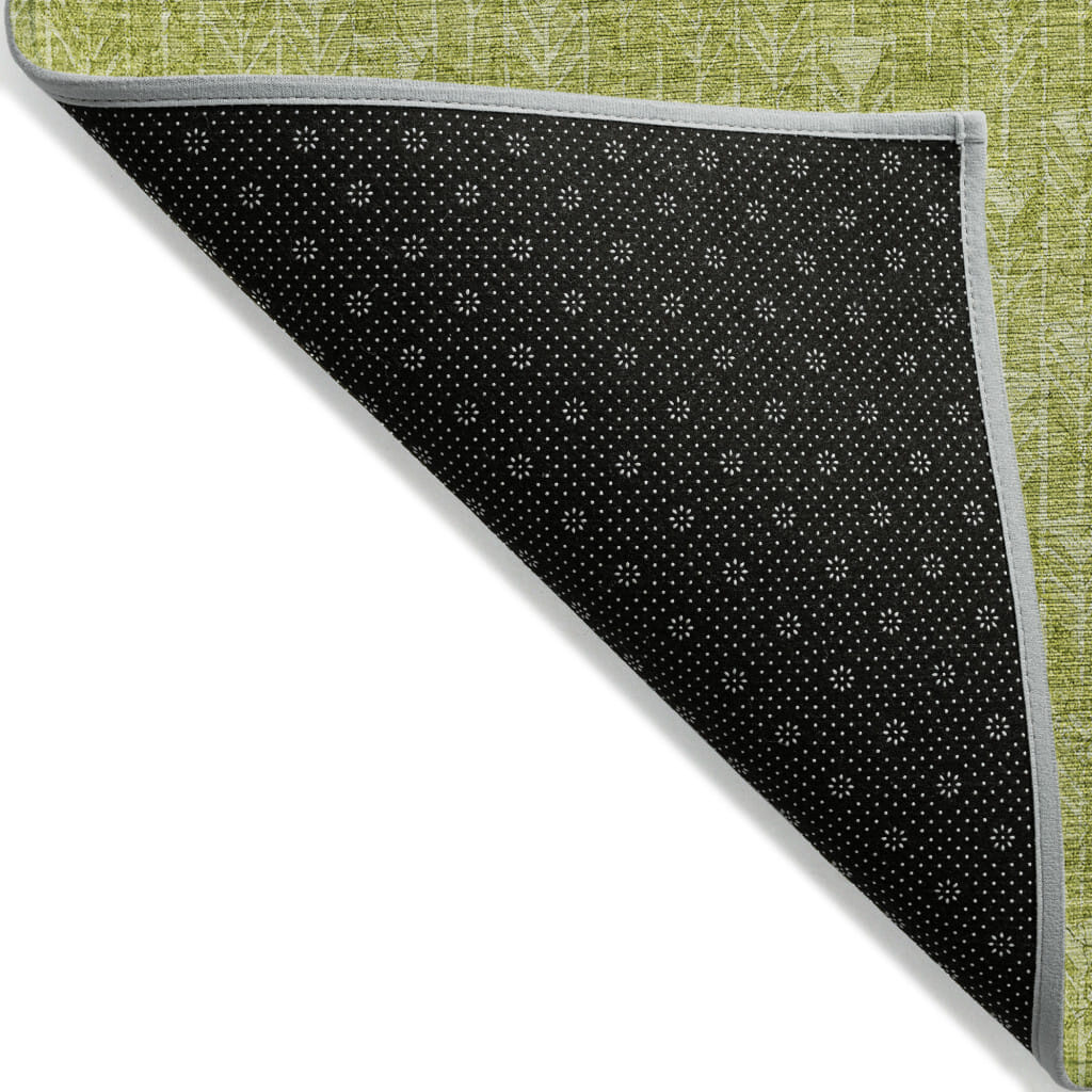 8' Round Moss Green Round Geometric Washable Non Skid Indoor Outdoor Area Rug