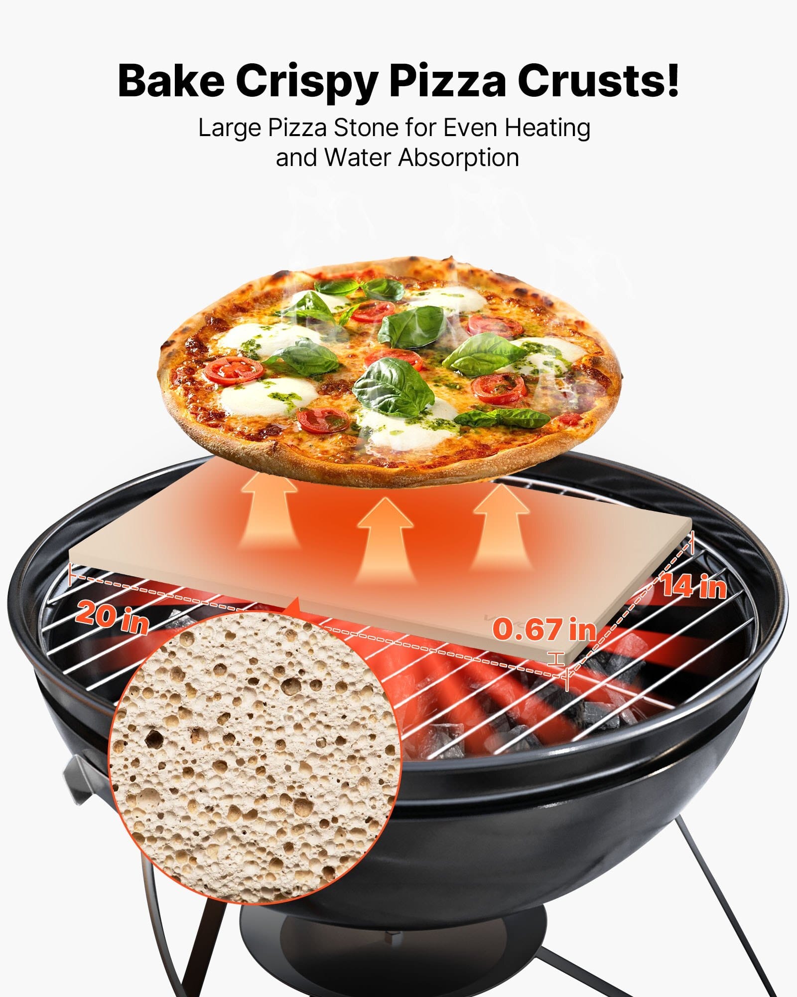 Pizza Stone, 20 x 14 x 0.67 in Rectangular Pizza Stone, Extra Large Baking-Stone with Scraper, 1450?„‰ Heat-Resistant Cordierite, for Oven, BBQ Griller, Baking Bread & Pizza