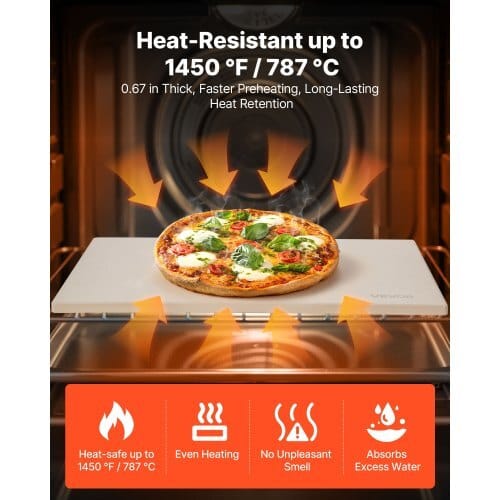 Pizza Stone, 20 x 14 x 0.67 in Rectangular Pizza Stone, Extra Large Baking-Stone with Scraper, 1450?„‰ Heat-Resistant Cordierite, for Oven, BBQ Griller, Baking Bread & Pizza