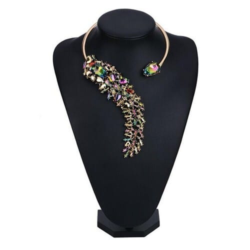 Unique Asymmetric Ear of Wheat Design High Fashion Costume Necklace - Multicolor