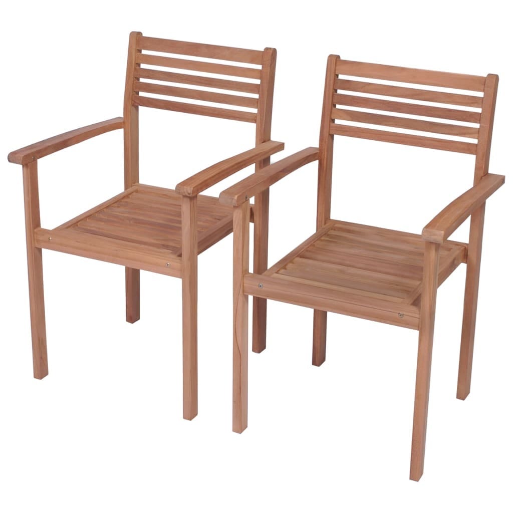 Patio Chairs 2 pcs with Gray Cushions Solid Teak Wood