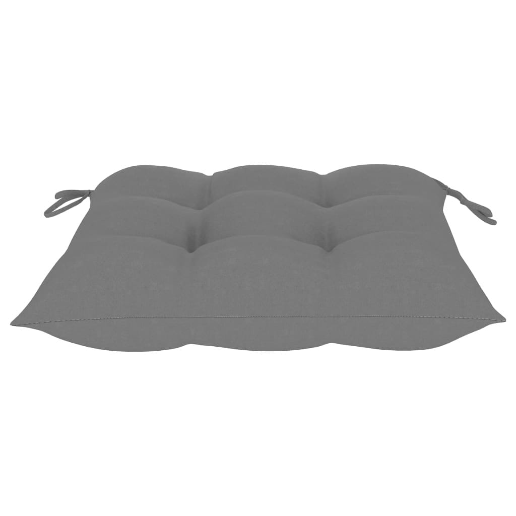 Patio Chairs 2 pcs with Gray Cushions Solid Teak Wood
