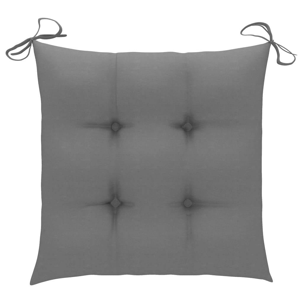 Patio Chairs 2 pcs with Gray Cushions Solid Teak Wood