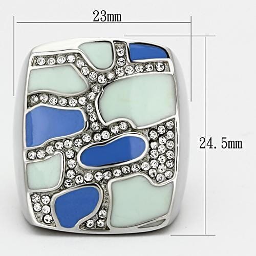 TK832 - High polished (no plating) Stainless Steel Ring with Top Grade Crystal in Clear