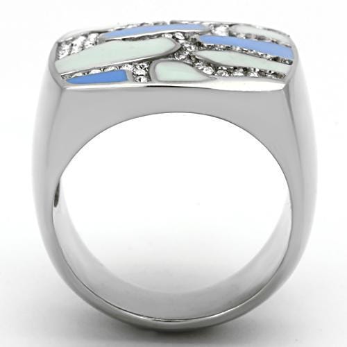 TK832 - High polished (no plating) Stainless Steel Ring with Top Grade Crystal in Clear