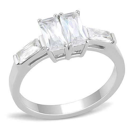 TK3244 - High polished (no plating) Stainless Steel Ring with AAA Grade CZ in Clear