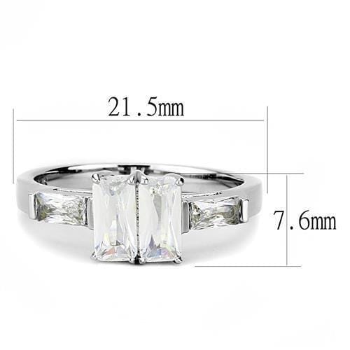 TK3244 - High polished (no plating) Stainless Steel Ring with AAA Grade CZ in Clear