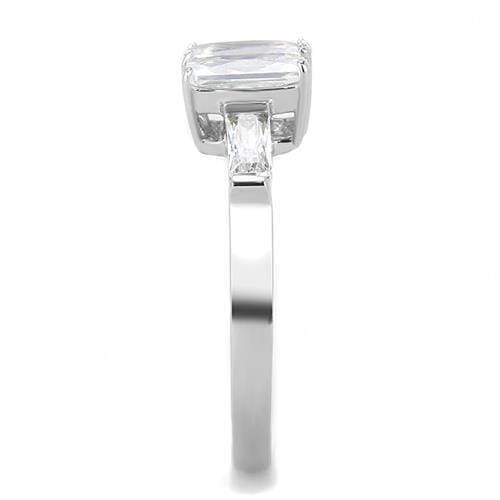 TK3244 - High polished (no plating) Stainless Steel Ring with AAA Grade CZ  in Clear