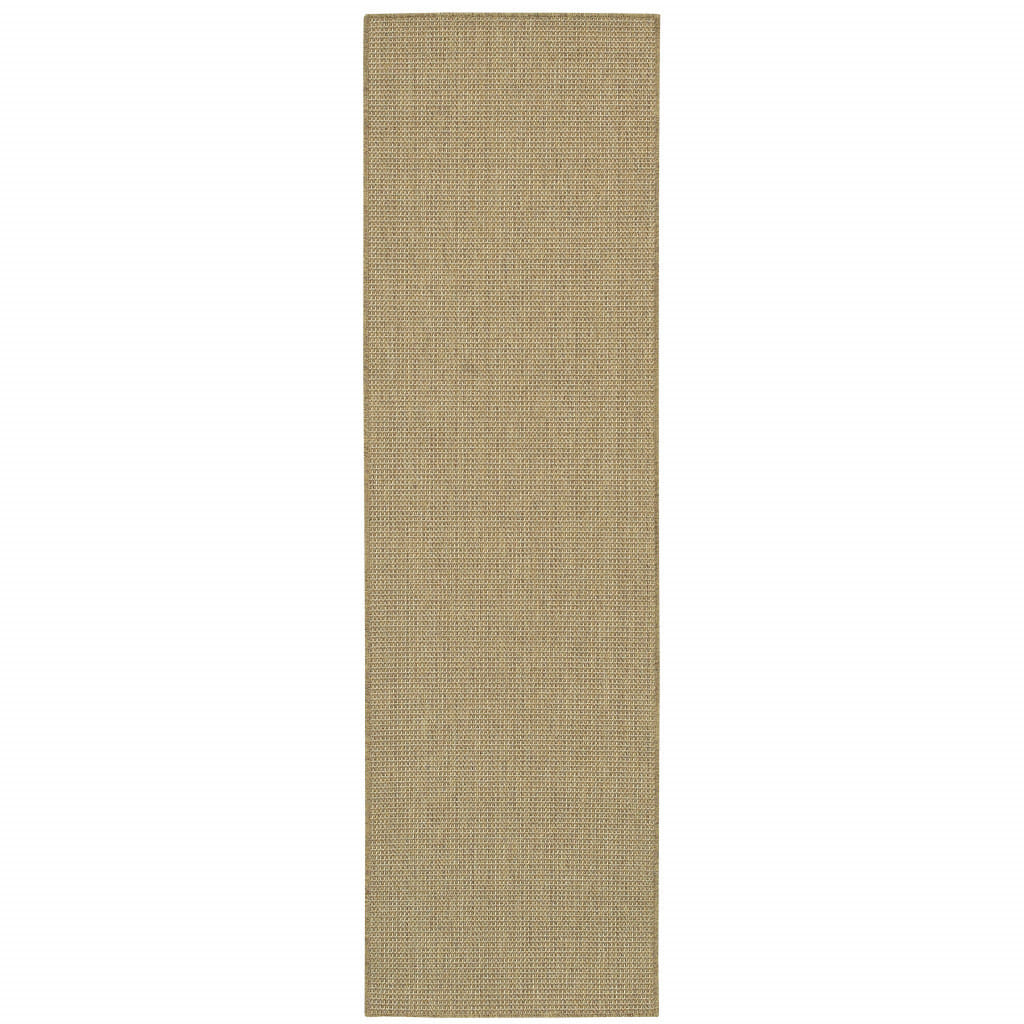 2' X 8' Beige Stain Resistant Indoor Outdoor Area Rug