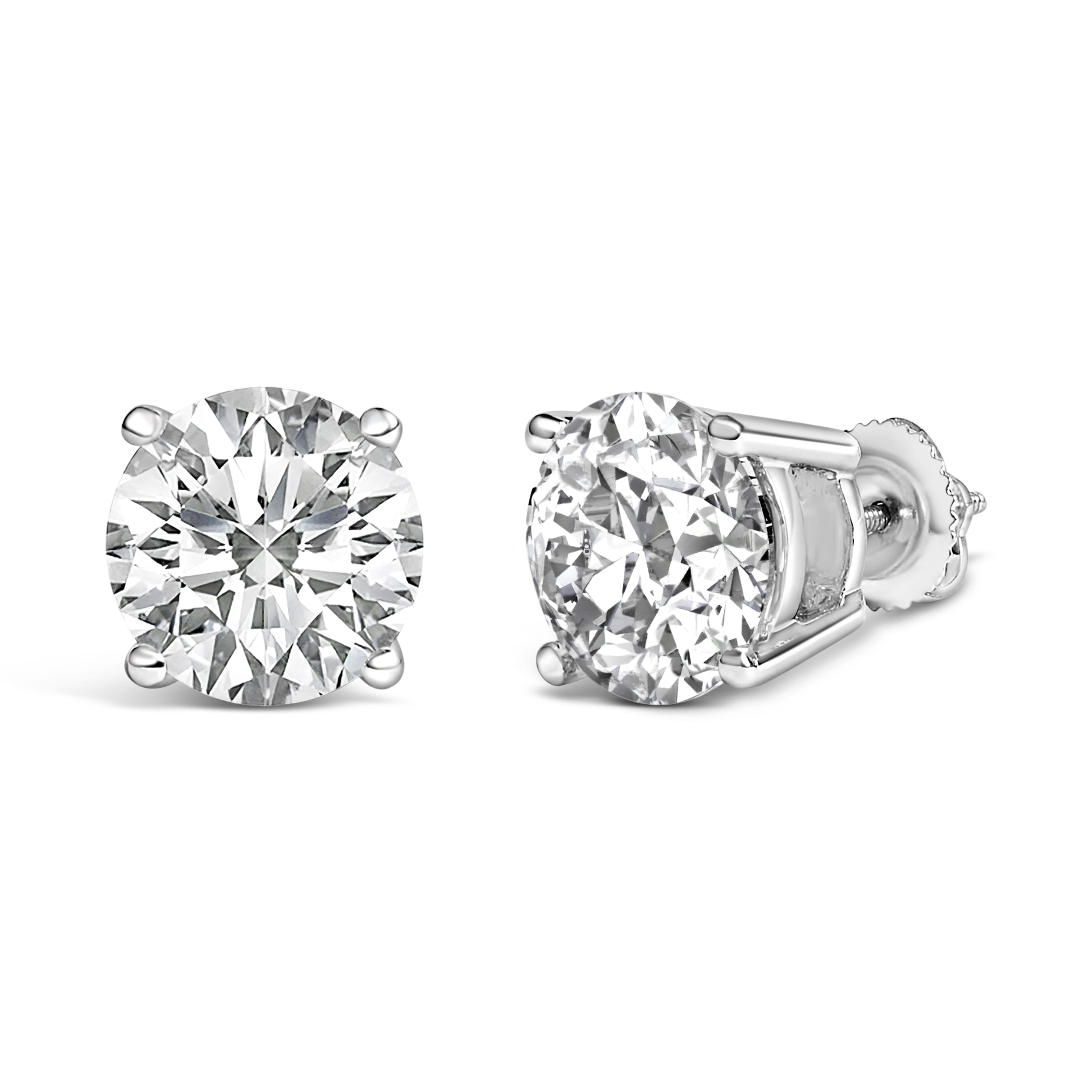 Platinum 6.00 Cttw Round Lab Grown Diamond Solitaire Stud Earrings