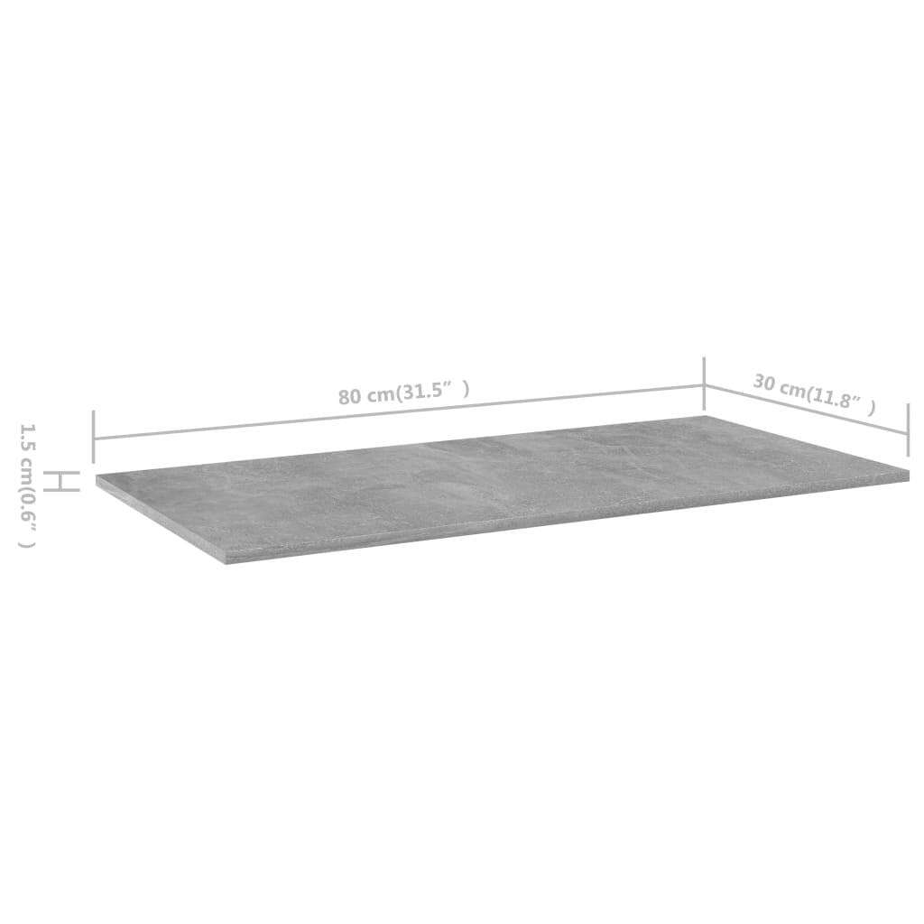 Bookshelf Boards 8 pcs Concrete Gray 31.5"x11.8"x0.6" Engineered Wood