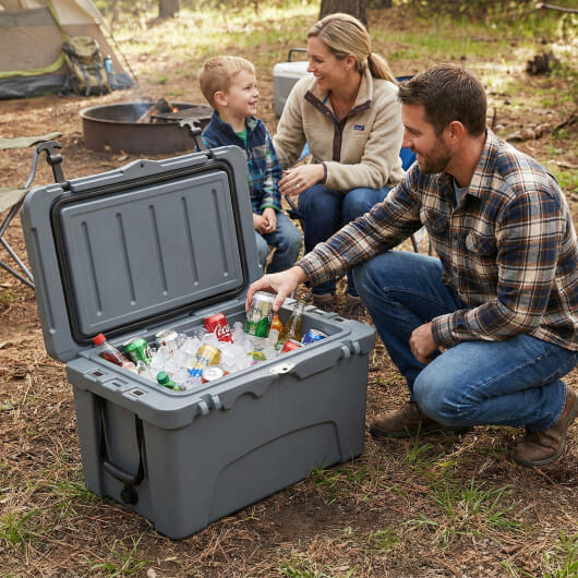 45 Quart Portable Hard Cooler Insulated Ice Chest Keeps Cool for up to 6 Days-Gray - Color: Gray