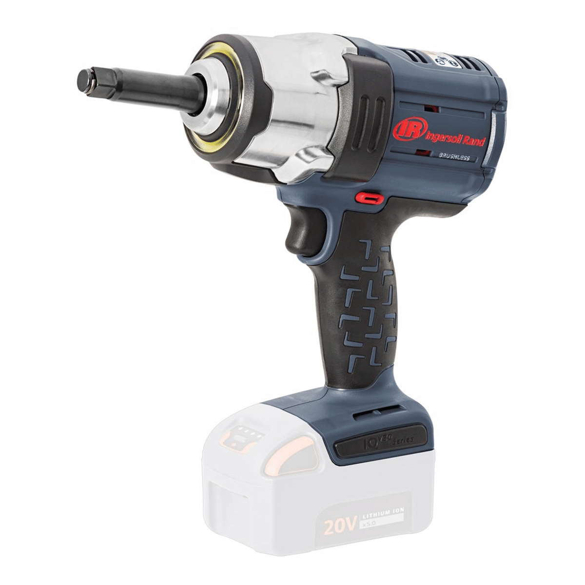 Ingersoll Rand 1/2 Inch 20V Cordless Impact Wrench, 2 Inch Ext Anvil, 1500 ft-lb Torque, Friction Ring Retainer, Pistol Grip, Bare Tool