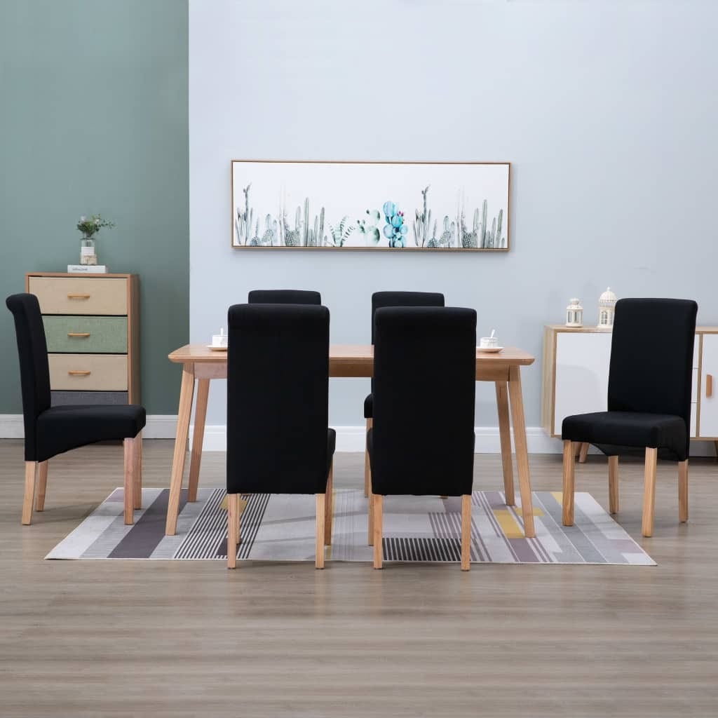 Dining Chairs 6 pcs Black Fabric