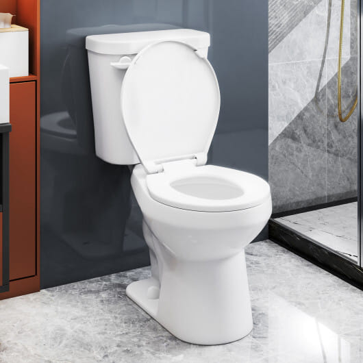Two-Piece Round Toilet with 17.5 inch ADA Comfort Chair Height Seat - Color: White