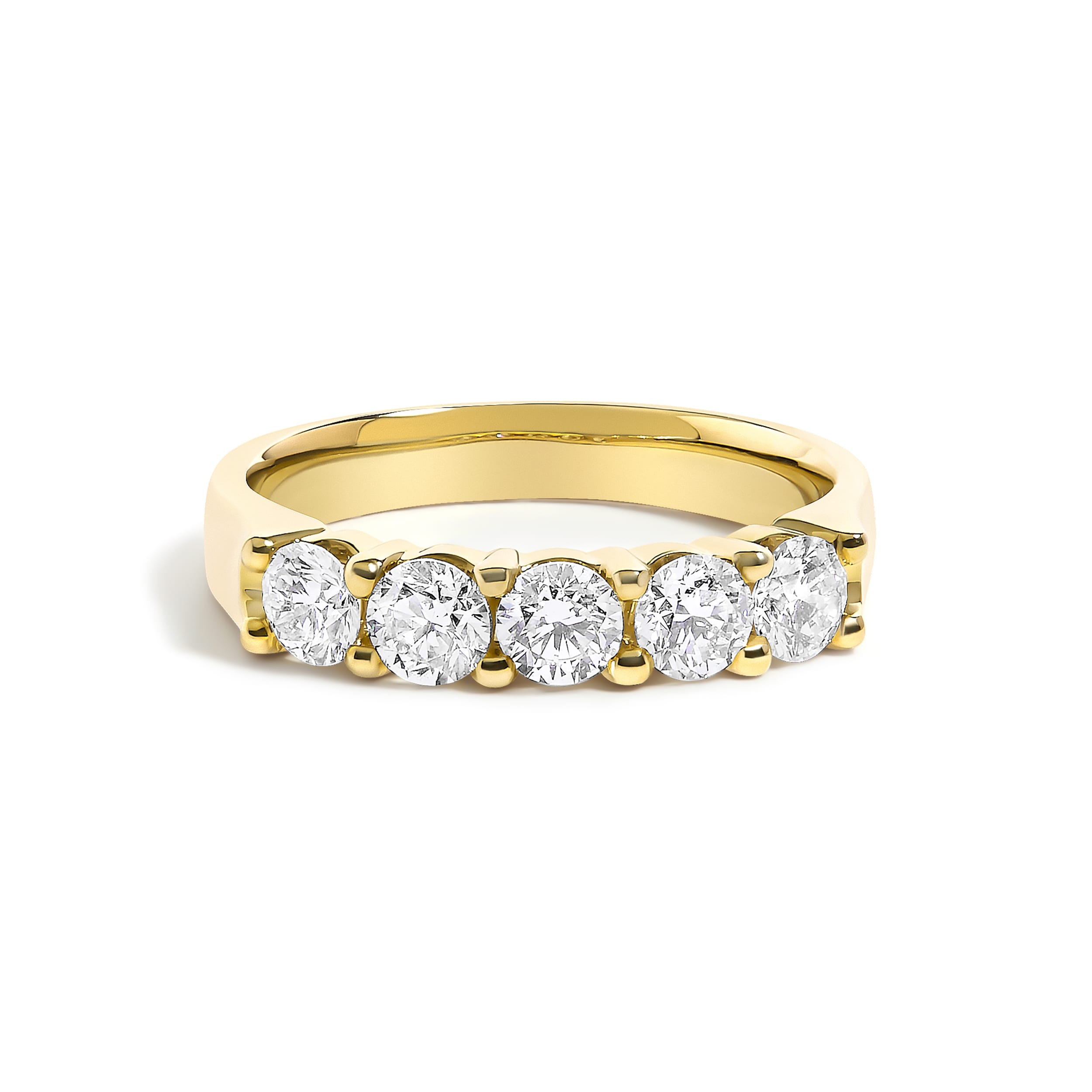 14K Yellow Gold 1.00 Cttw Diamond 5 Stone Band Ring